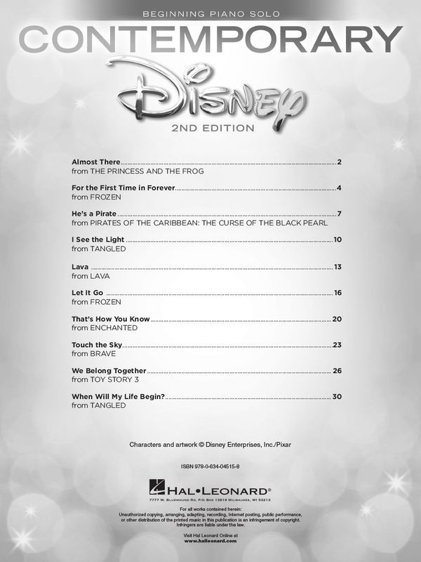 Contemporary Disney - Easy Piano