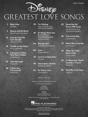 Disney Greatest Love Songs - Easy Piano