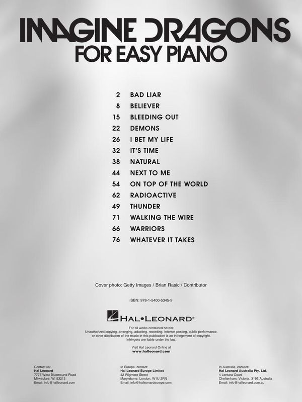 Imagine Dragons for Easy Piano