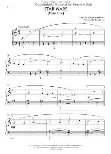 Star Wars -- A Musical Journey Episodes I-VI - Big Note Piano