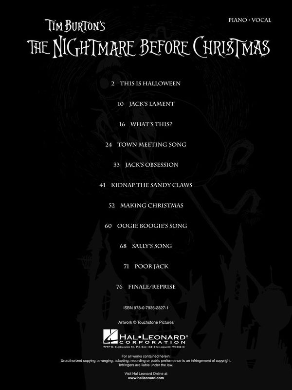 Nightmare Before Christmas - Piano/Vocal Selections from the Movie