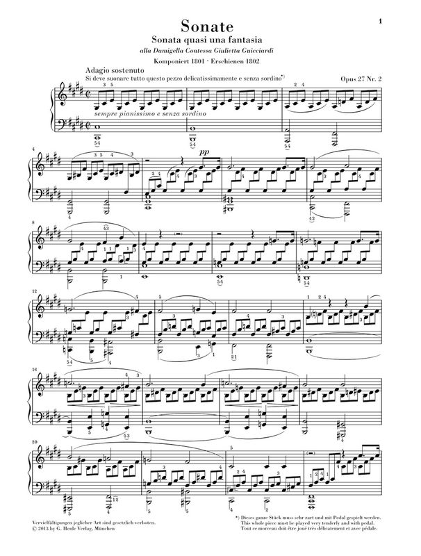 Beethoven: Piano Sonata, No. 14 in C-sharp minor, Op. 27, No. 2 - "Moonlight Sonata" (Henle)