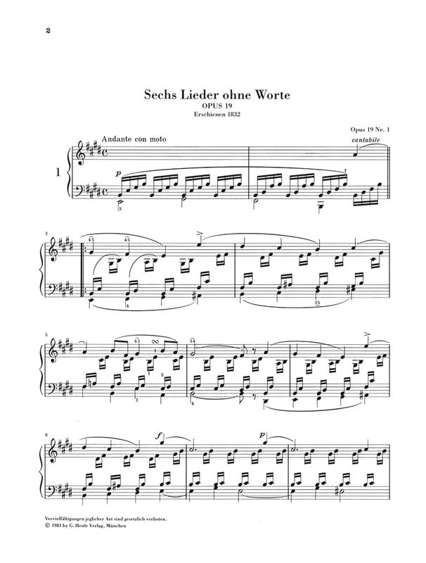 Mendelssohn - Songs Without Words (Henle)