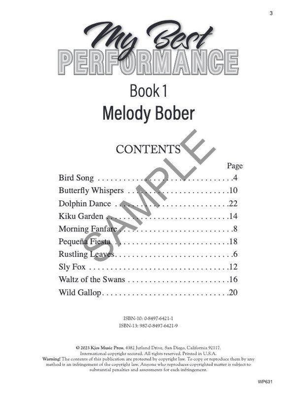My Best Performance, Book 1 by Melody Bober