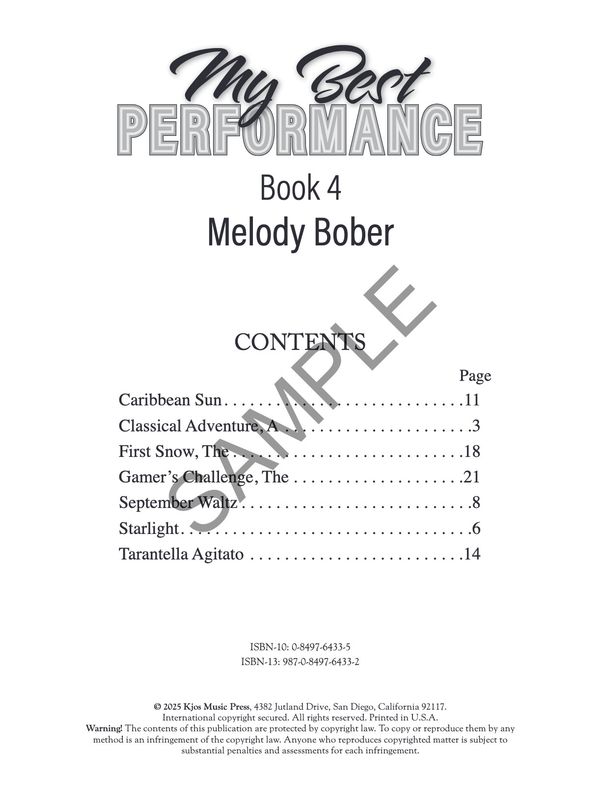 My Best Performance, Book 4 by Melody Bober