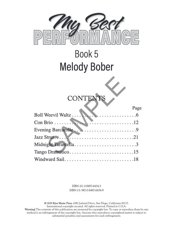 My Best Performance, Book 5 by Melody Bober