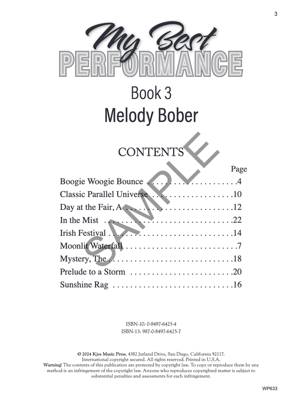 My Best Performance, Book 3 by Melody Bober