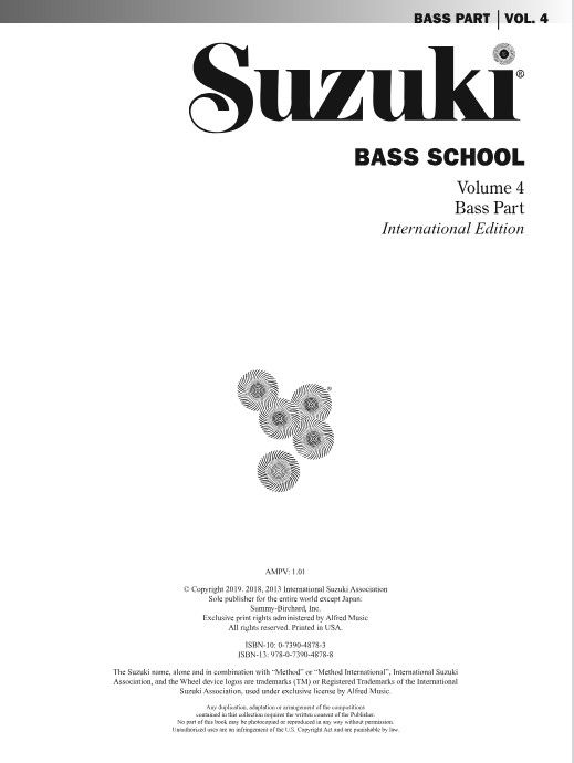 Suzuki Bass School, Volume 4 - Bass Part