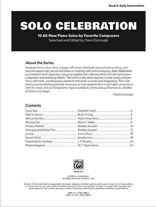 Solo Celebration, Book 4 - 10 Early Intermediate Piano Solos