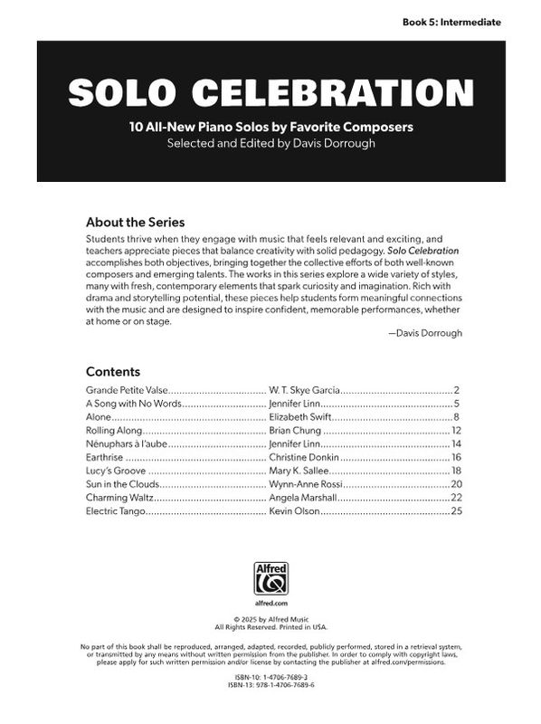 Solo Celebration, Book 5 - 10 Intermediate Piano Solos