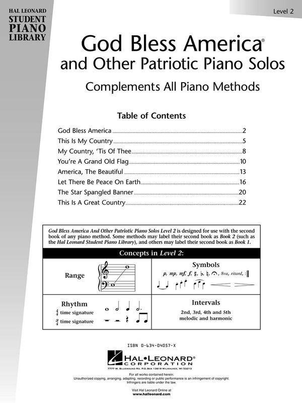 Hal Leonard Student Library God Bless America and Other Patriotic Solos, Level 2