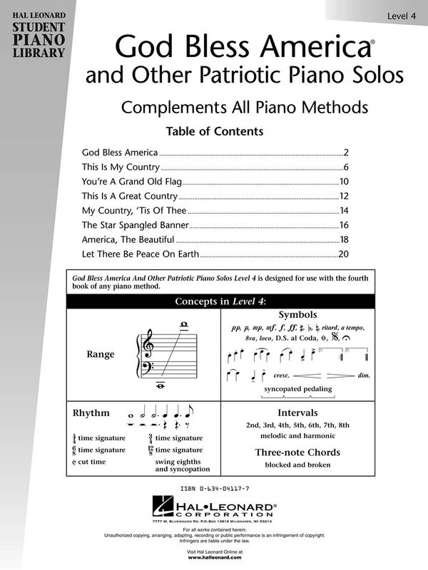 Hal Leonard Student Library God Bless America and Other Patriotic Solos, Level 4