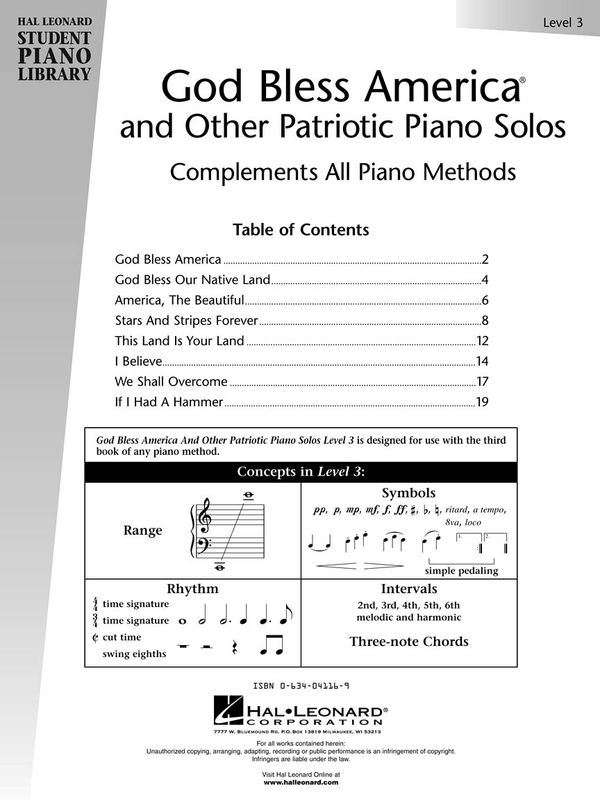 Hal Leonard Student Library God Bless America and Other Patriotic Solos, Level 3