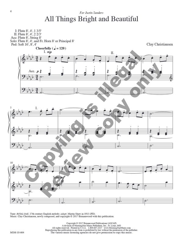 All Things Bright and Beautiful: Eight Hymn Settings for Organ arr. Clay Christiansen