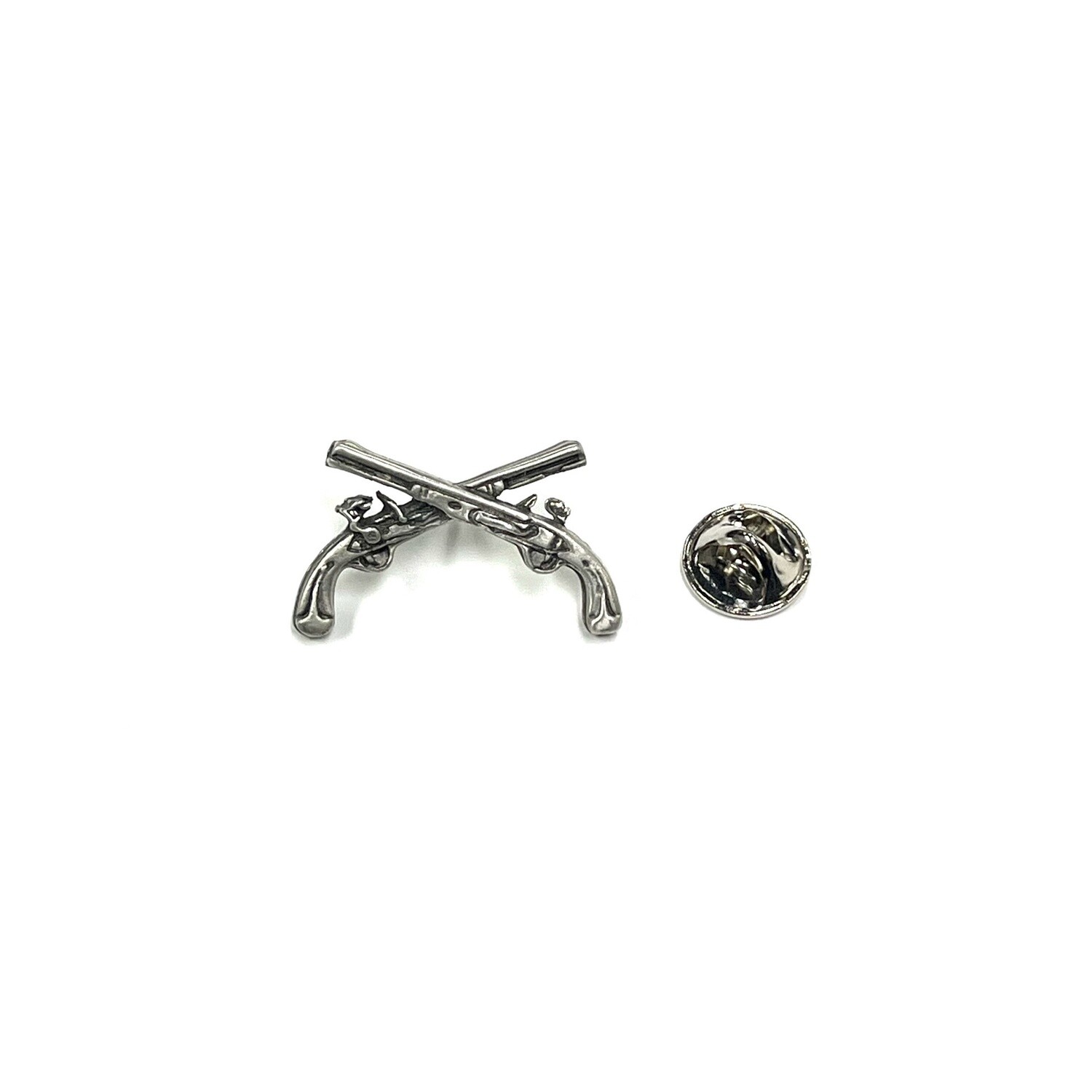 Pewter Crossed Pistols Lapel Pin