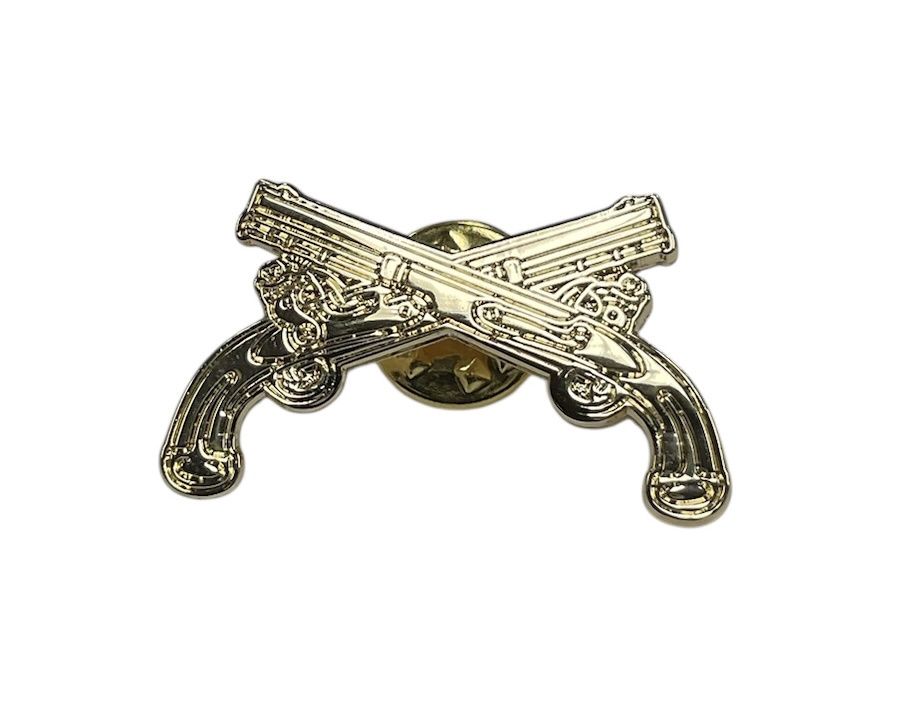 Crossed Pistols Lapel Pin - Gold