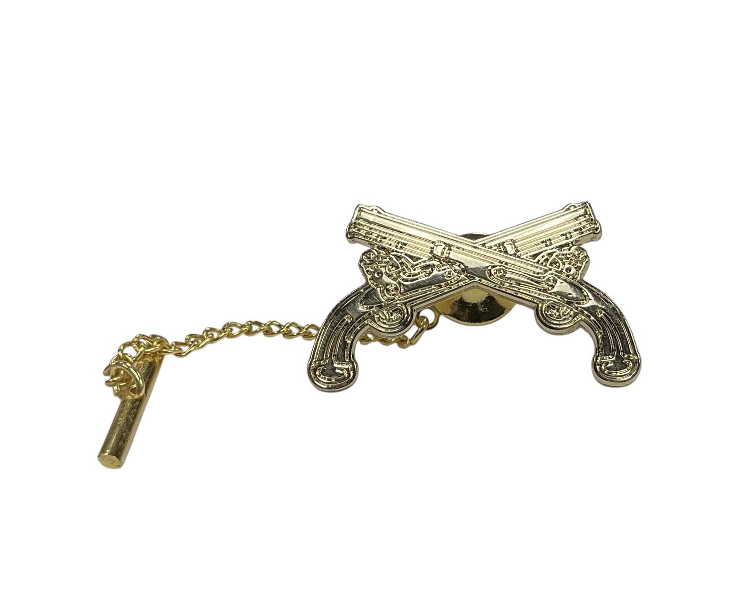 Crossed Pistol Tie Tac Gold