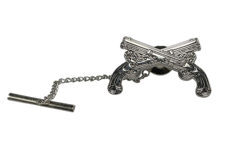 Crossed Pistols Tie Tac -  Silver