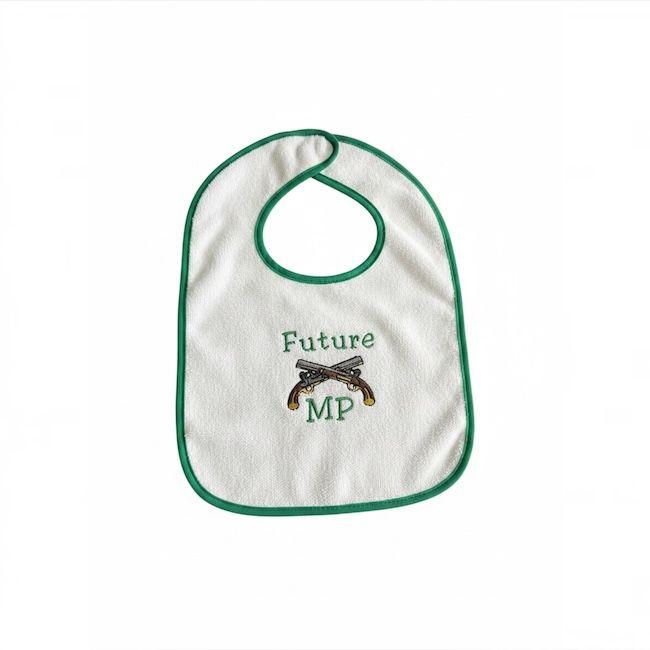 Baby Bib w/ Future MP and Crossed Pistols Embroidery