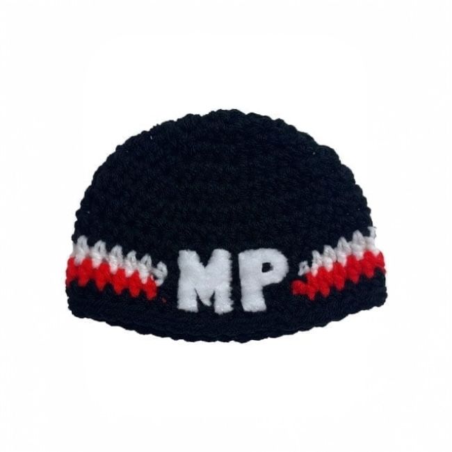 K86 - Crochet Military Police Helmet Liner for Baby -Black-