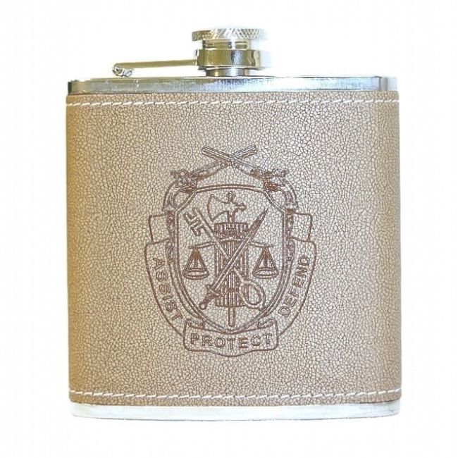 Leatherette Flask with Regimental Crest