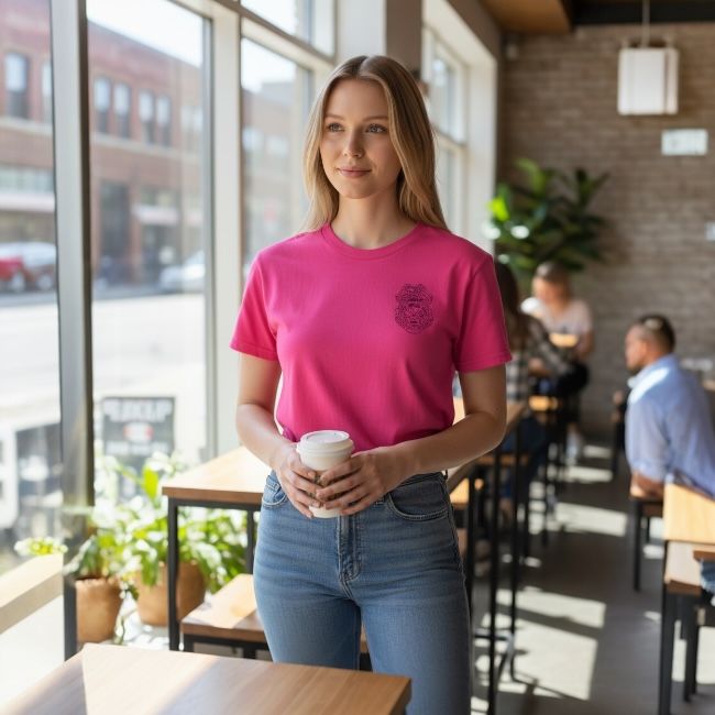Military Police Raid T-shirt in Heliconia Pink