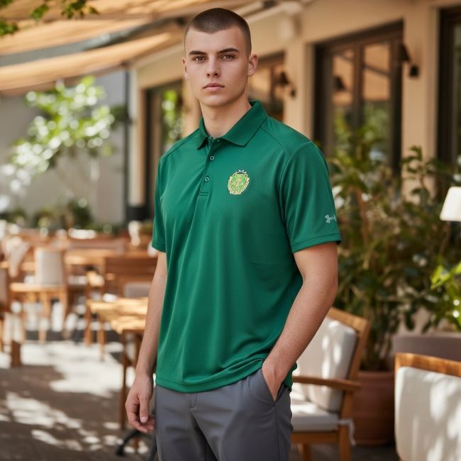 Men's Under Armour Polo Shirt with MP Regimental Crest  - Forest Green