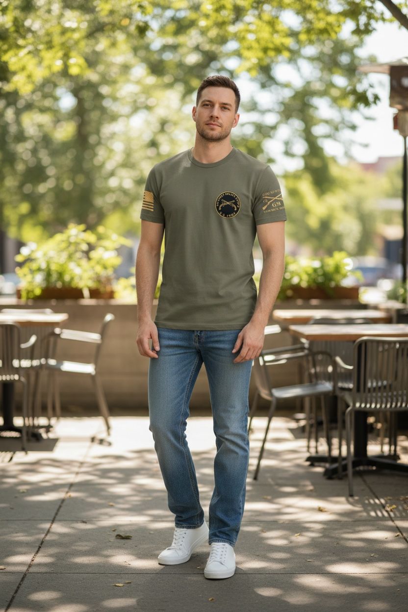 C814 - Grunt Style short Sleeve T-Shirt with Regimental Crest ** Exclusive to our shop **