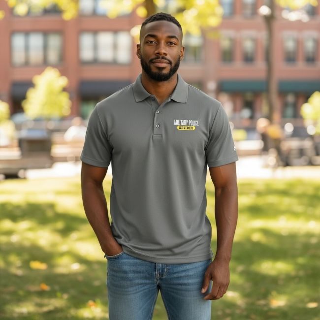 Military Police Retired Grey Under Armour Polo