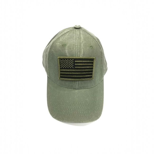 Hook &amp; Loop Cap with Flag Patch - OD Green