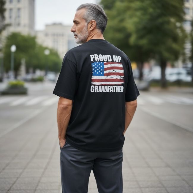 Proud Military Police Grandfather w/ American Flag Shirt
