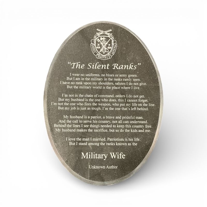 The Silent Ranks / Military Wife Engraved Black Marble