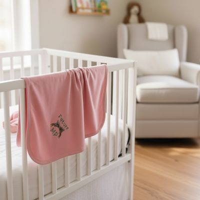 K33 - Military Police Pink Baby Blanket with Crossed Pistols Embroidery