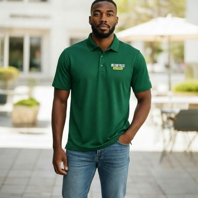 Military Police Retired Green Under Armour Polo