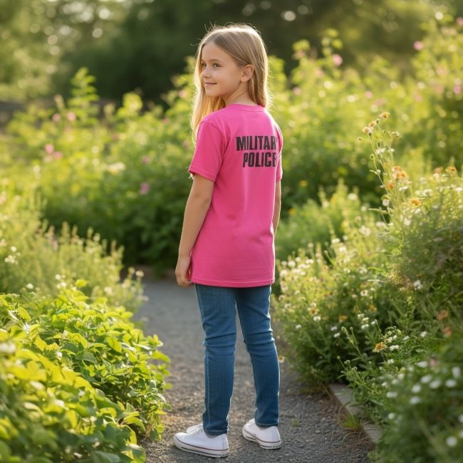 Youth Military Police Raid T-Shirt -Safety Pink-