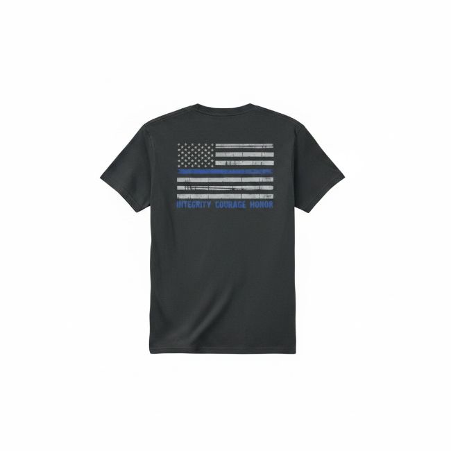 Thin Blue Line T Shirt- Integrity Courage Honor