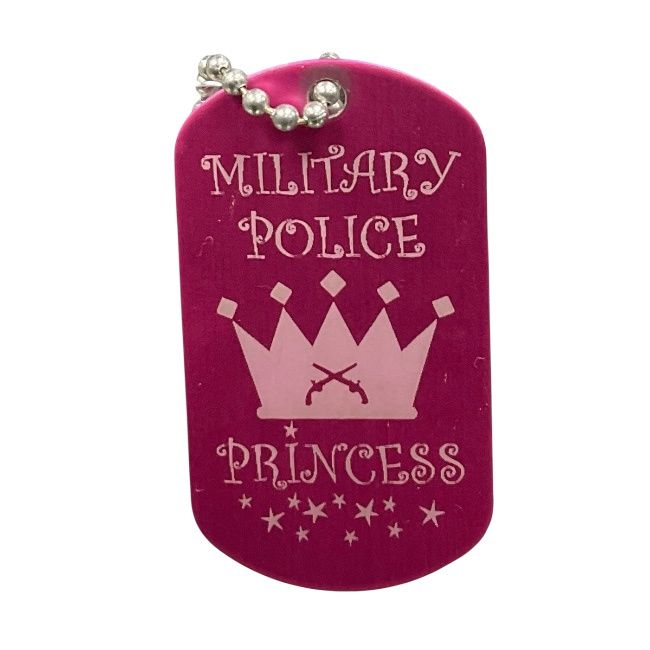 Military Tag on Chain W/Laser Engraving MP Princess - Pink