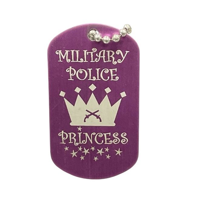 Military Tag on Chain W/Laser Engraving MP Princess - Purple