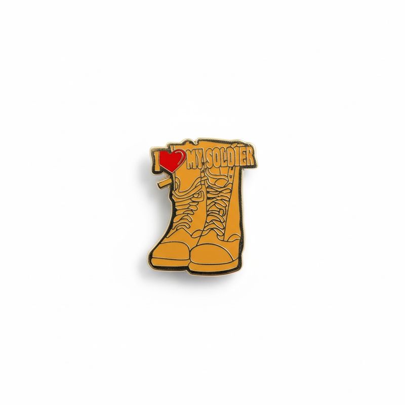 I Love My Soldier on Combat Boots Pin