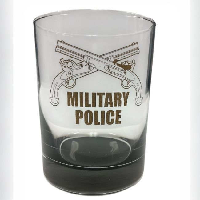 Crossed Pistols  Heavy Base Whiskey Glass