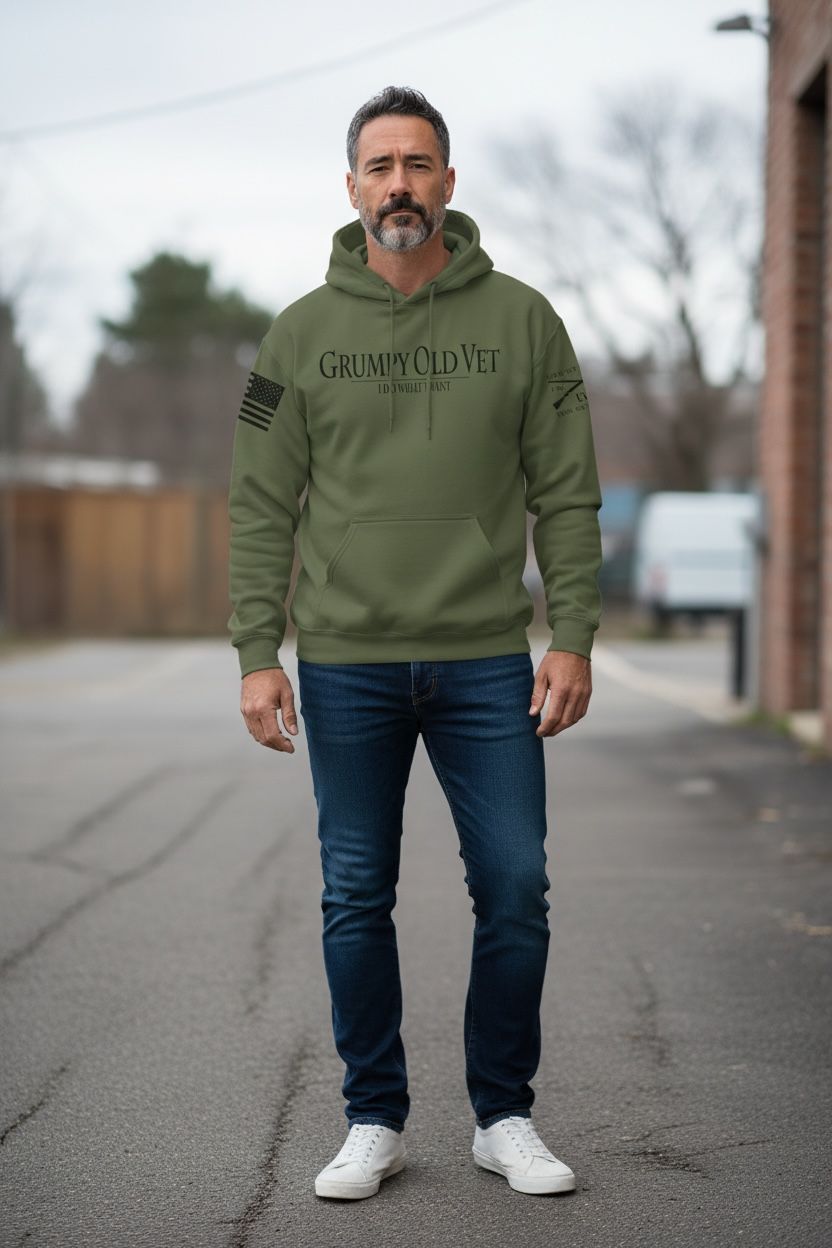 Grumpy Old Vet Hoodie - OD  Green