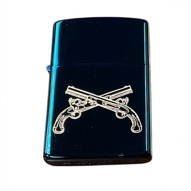 Crossed Pistols Lighter Chrome Blue