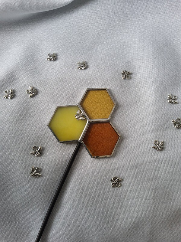 Pot stake decoration/ bouquet decoration - honeycomb