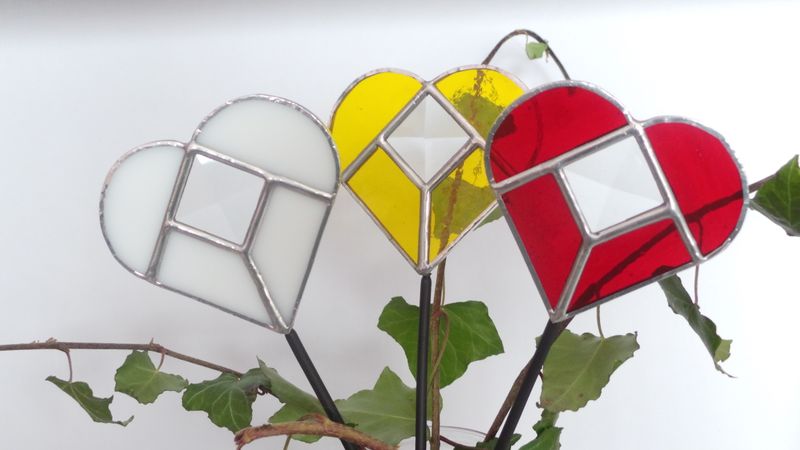 ​POT STICK DECORATIONS/ BOUQUET DECORATION - Heart with Bevel
