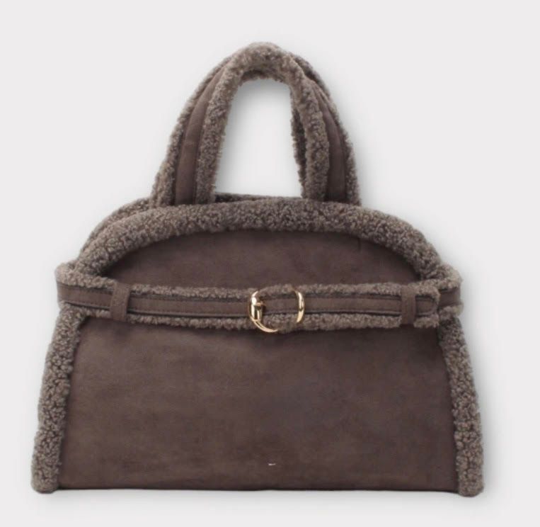 Sac Bandoulière effet mouton taupe