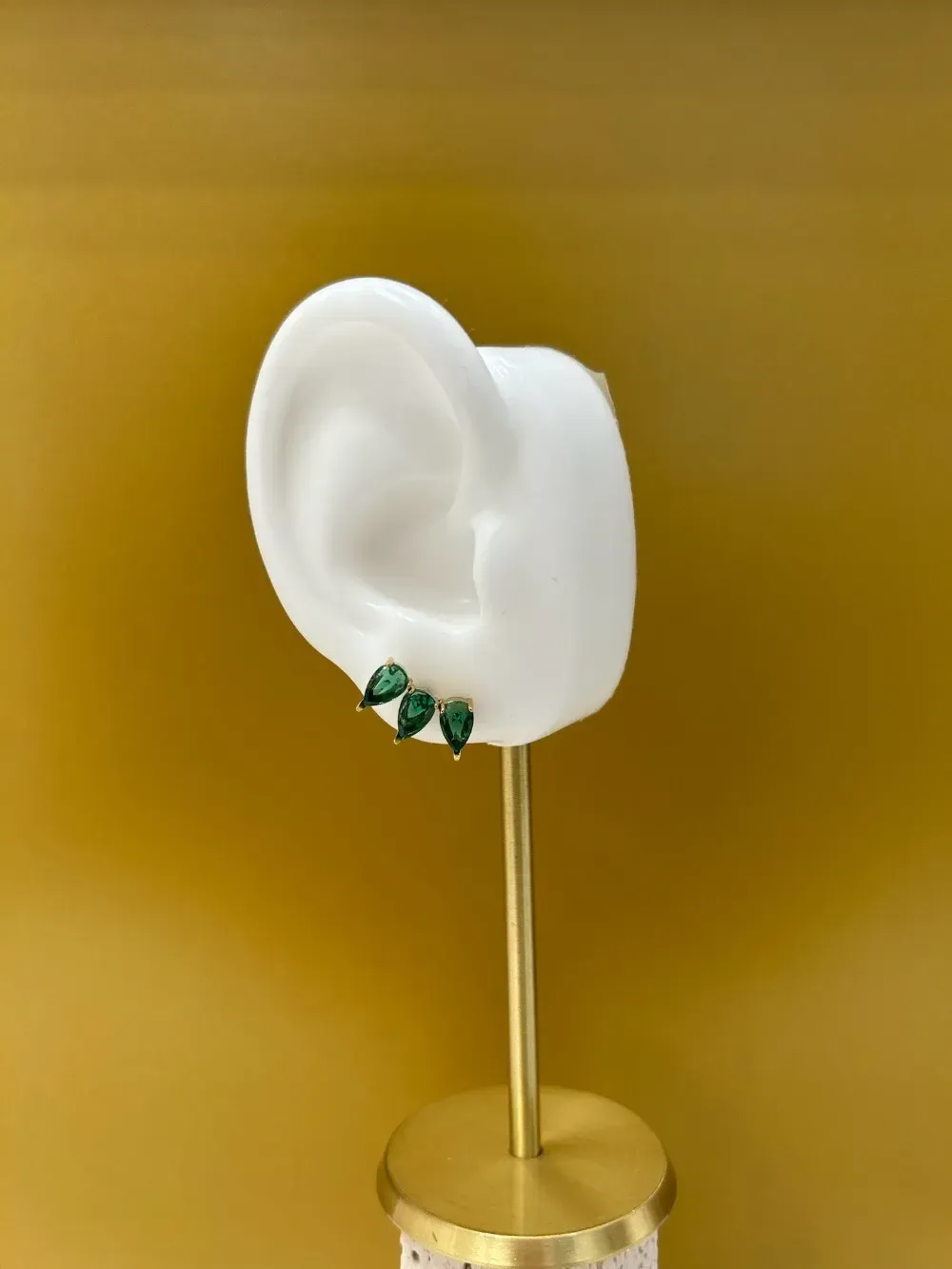 Boucles d'oreilles triples pierres vert foncé