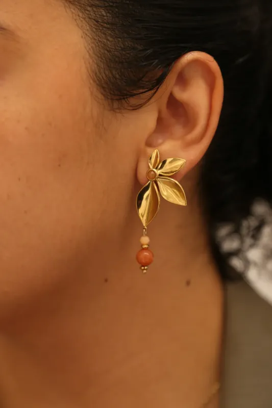 Boucles d'oreille florales terracotta