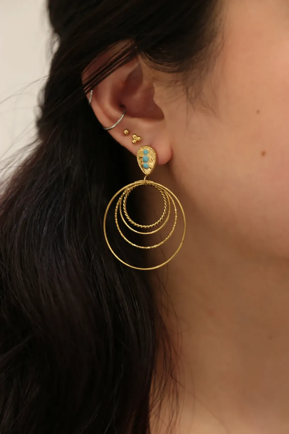 Boucles d'oreilles avec pierres turquoise