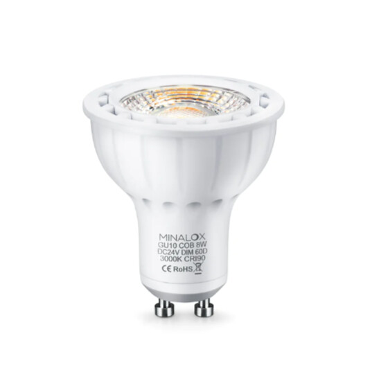 MINALOX LED Spot GU10 8W/24V/60° 3000K Loxone Dimbaar