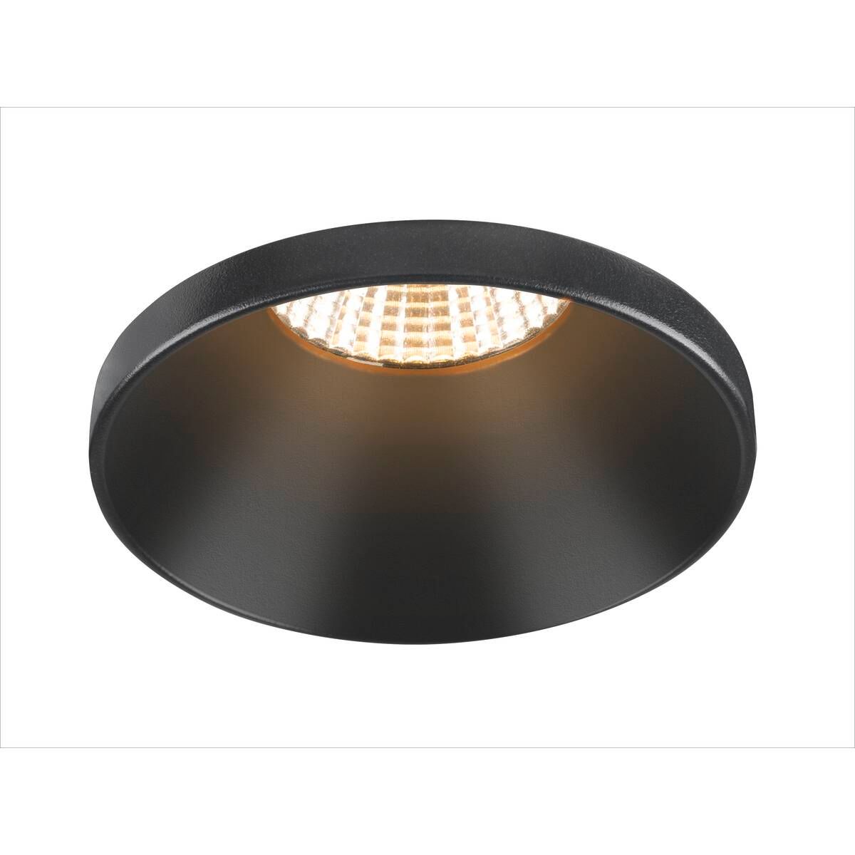 New tria 75 rond verdiept met kraag zwart inlusief GU10 loxone dimbaar